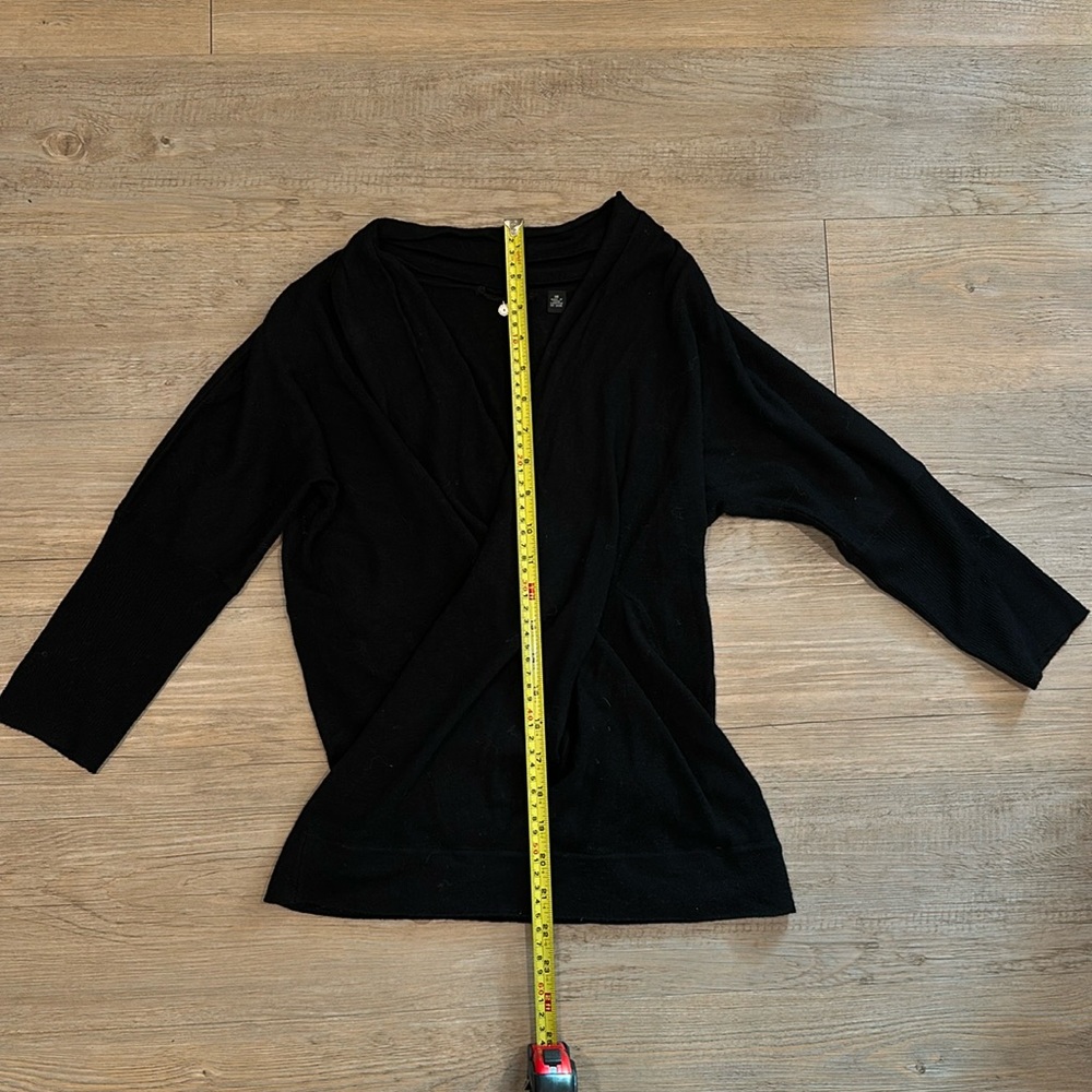 Wool ballet v neck faux wrap sweater